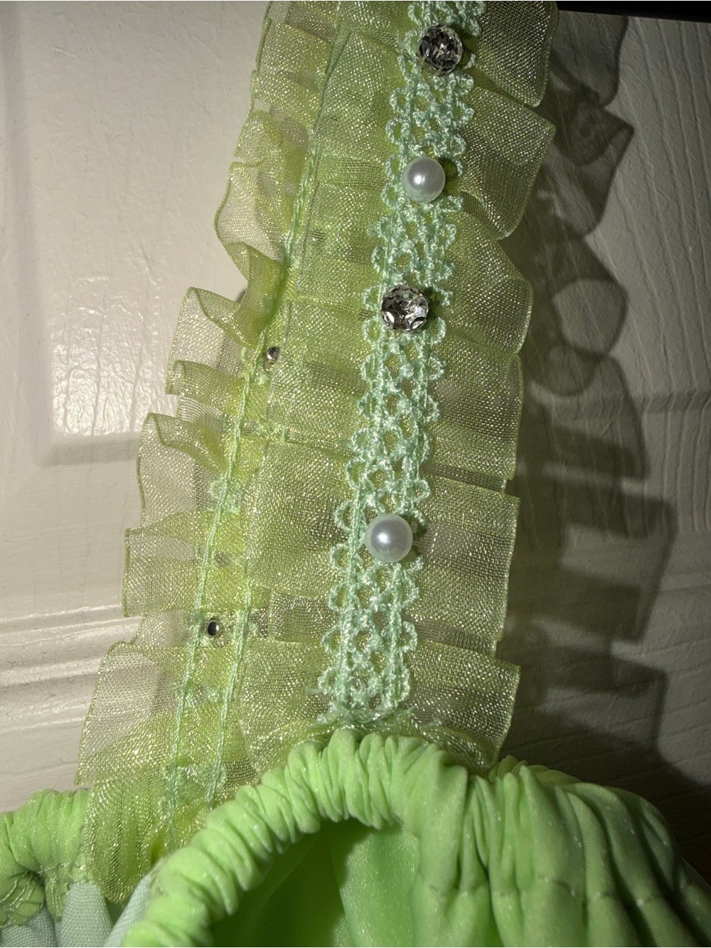 Green Ruffle Strap Bubble top - Picture 4 of 5